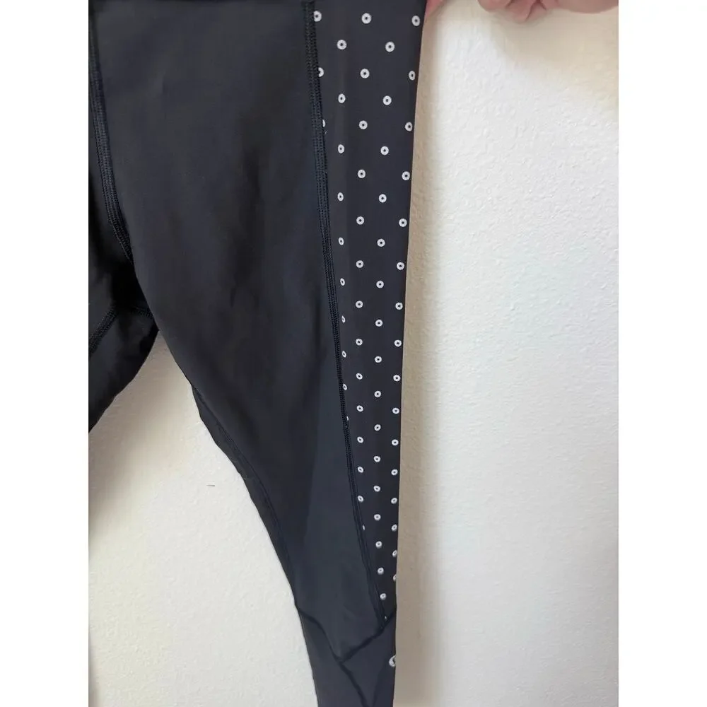 Lululemon Tight Stuff Tight Leggings Black Sequin Dot Size 8